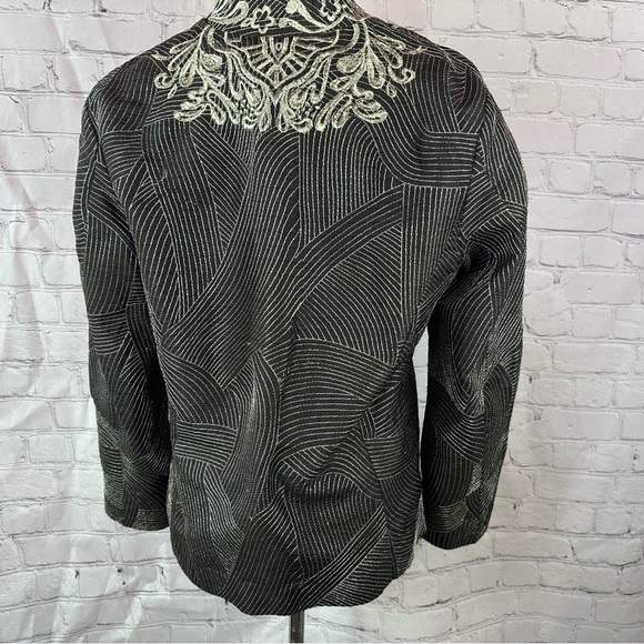 chico's Elegant Embroidered floral Women's blazer Jacket sz 2 (Large 12) - Picture 4 of 11
